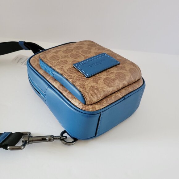 Coach CY912 Racer Sling Pack Signature Colorblock Messenger Bag Tan Pacifi - Picture 6 of 7